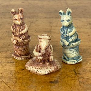 Vtg Georgia Marble Set of Three Mice Figurines